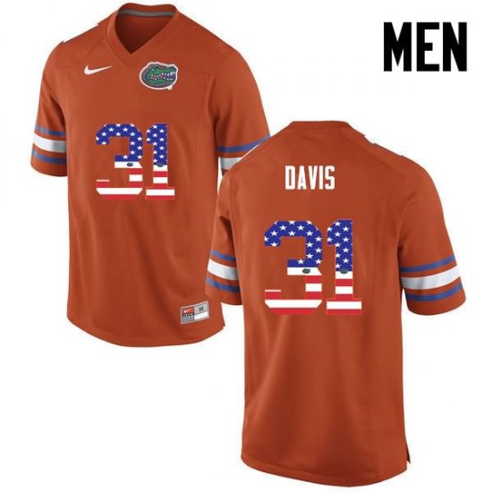 Men's Florida Gators #31 Shawn Davis NCAA Nike Orange USA Flag Fashion Authentic Stitched College Football Jersey IVE7362RD